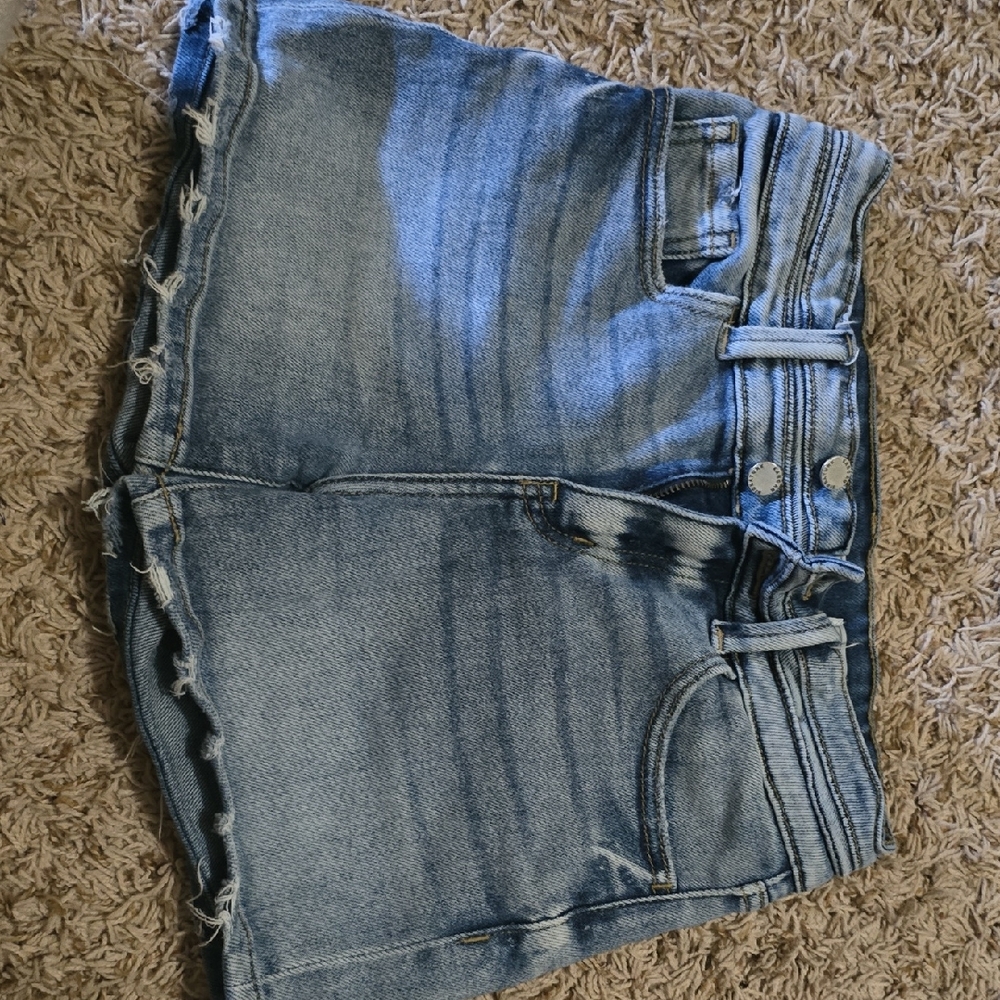 Signature Blue Jean Shorts with Frayed Hem